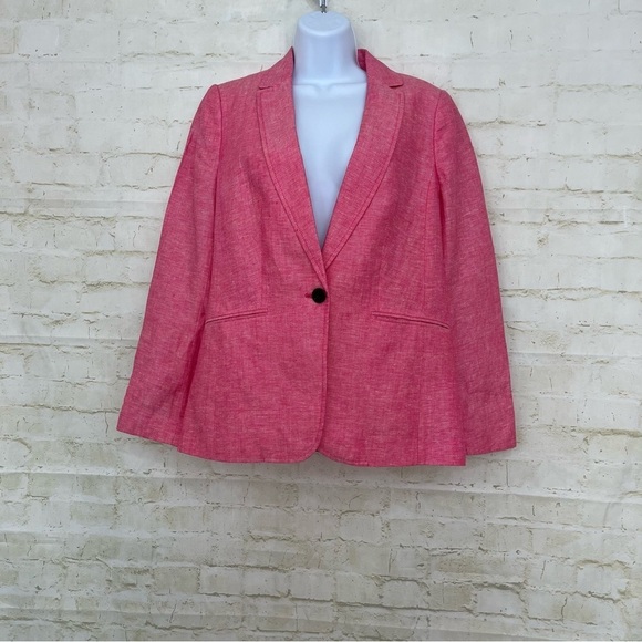 Talbots Pink Linen Button Lined Blazer NWOT - Picture 1 of 12